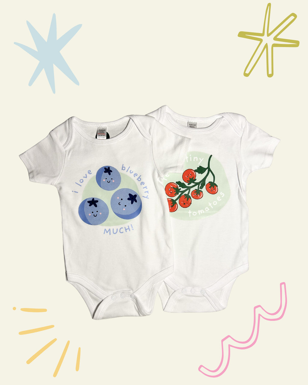 Baby Vests Fruit & Veg 2 Pack