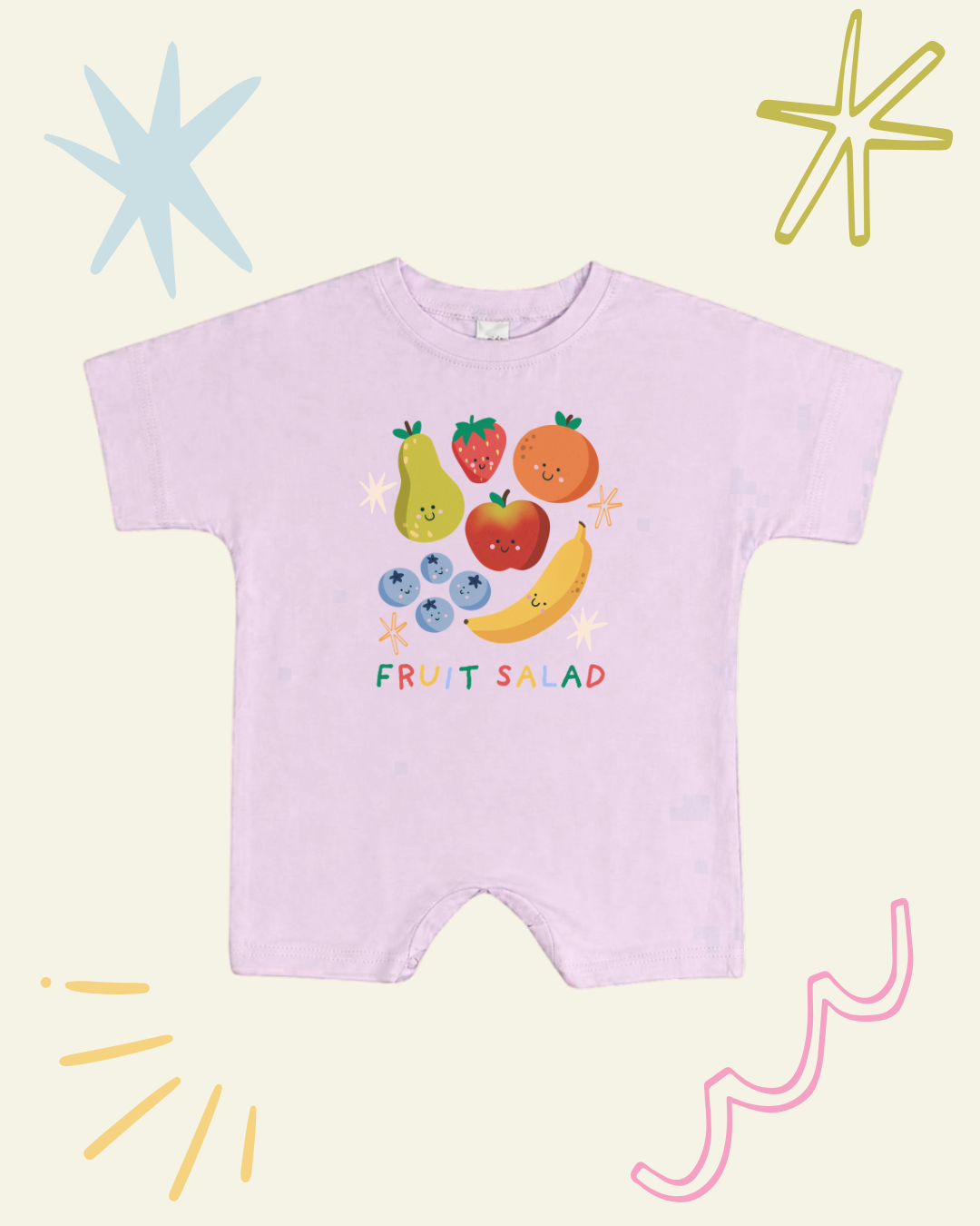 Fruit Salad Romper Pink
